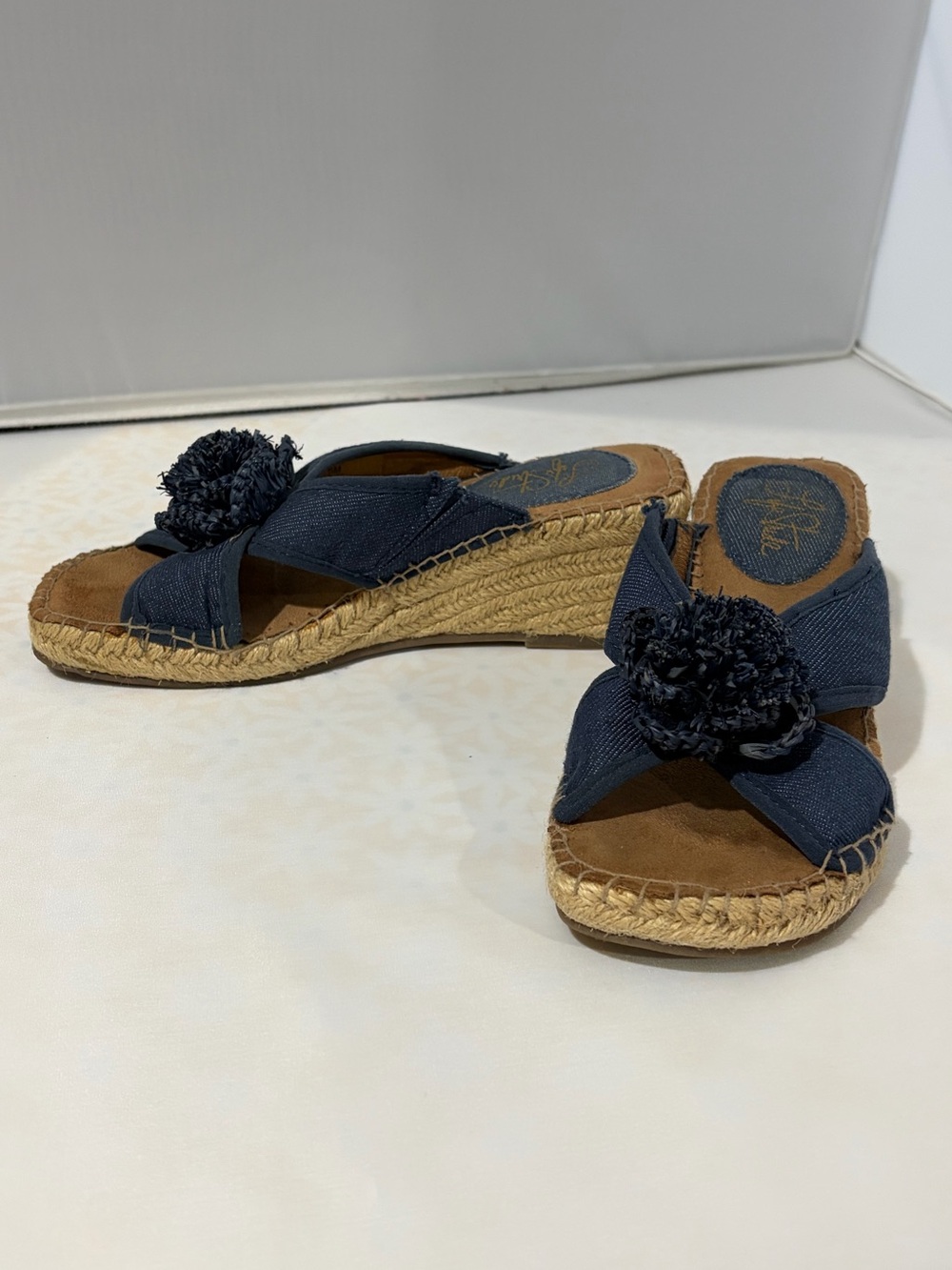 Life Stride Navy Blue Espadrille Wedge‎ Mules - Picture 3 of 6